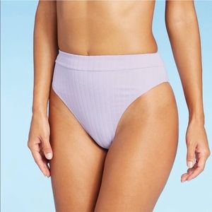 Ribbed high leg high waist bikini bottoms